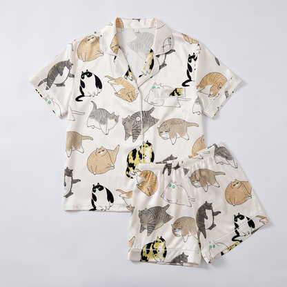 Chonky Cats Women's Pajama Set - flat lay