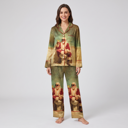 Santa's Bathroom Break Women's Pajama Set - long sleeve and pants