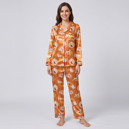 Siamese Yarn Cats Women's Pajama Set - long sleeve and pants