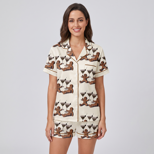 Dirty Martini Gingerbread Women's Pajama Set - short sleeve and shorts