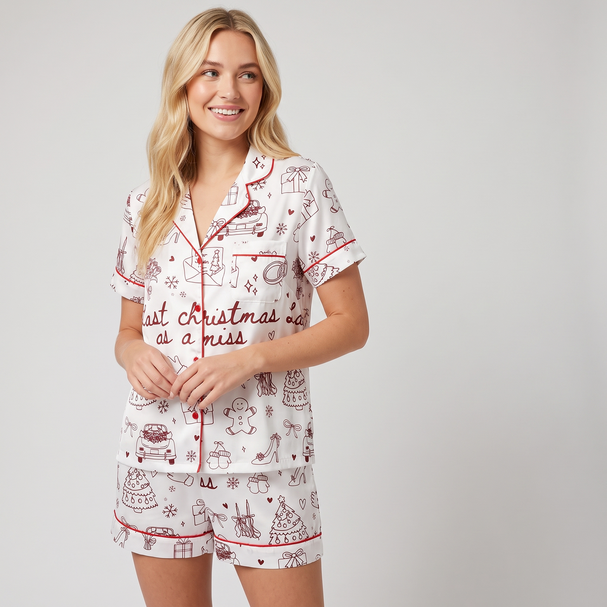 Last Christmas As A Miss Women's Pajama Set - short sleeve and shorts