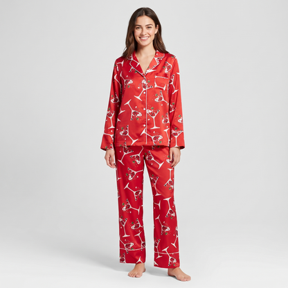 Red Martini Christmas Women's Pajama Set - long sleeve and pants