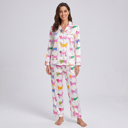 Pink Cat Parade Women's Pajama Set - long sleeve and pants