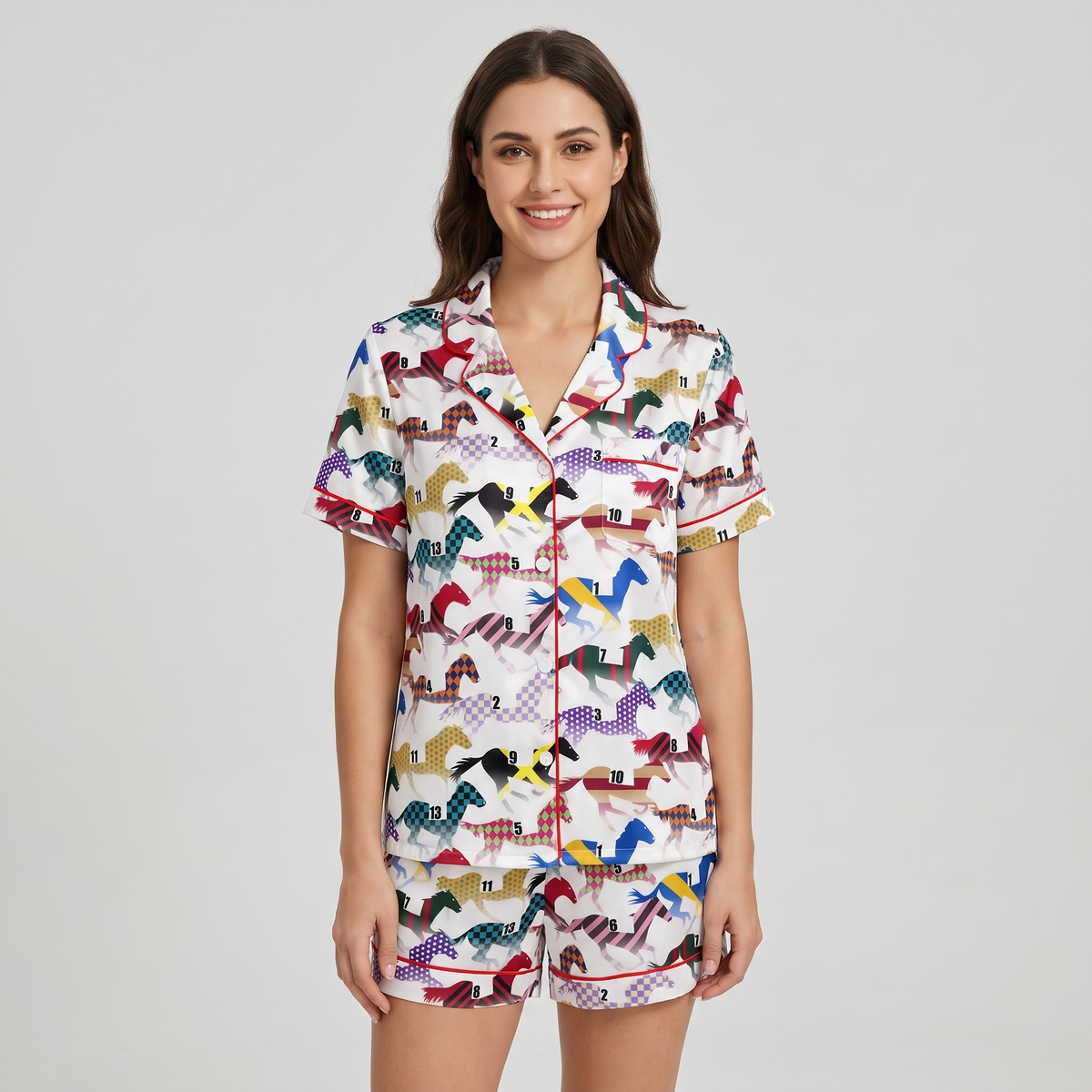 Racing Silks Horses Women's Pajama Set - short sleeve and shorts