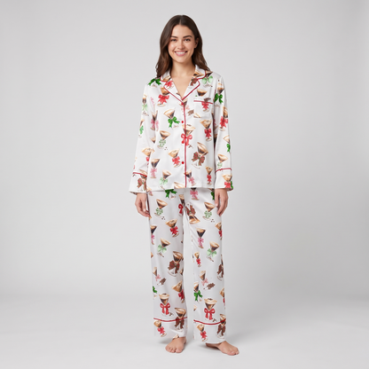 Espresso Martinis & Bows Women's Pajama Set - long sleeve and pants
