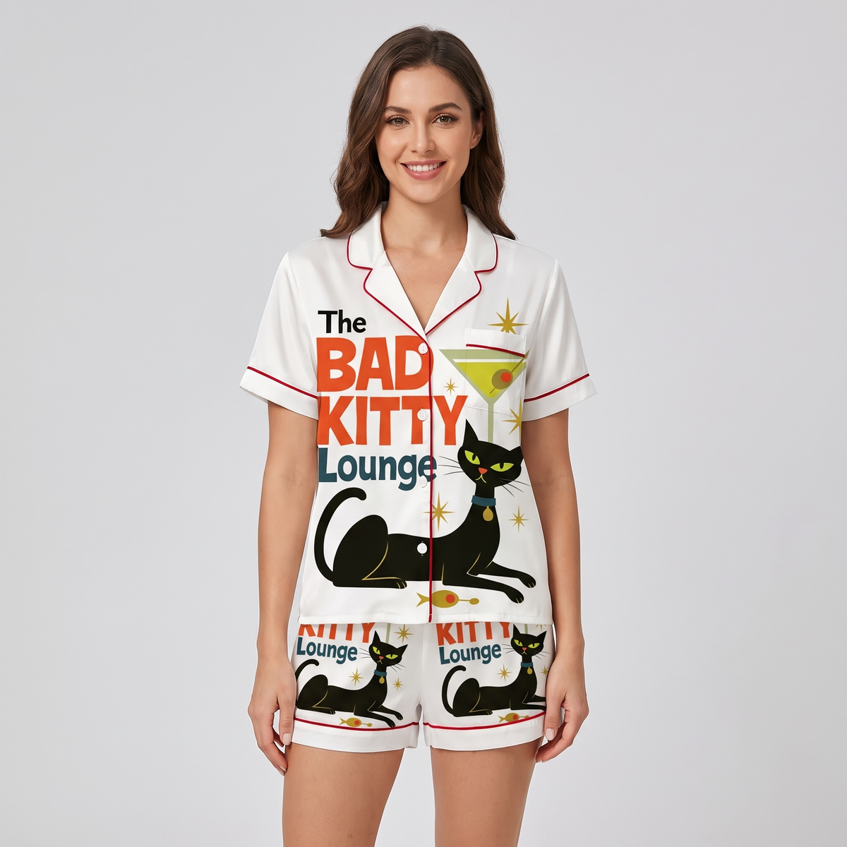 Bad Kitty Lounge Women's Pajama Set - short sleeve and shorts