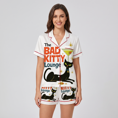 Bad Kitty Lounge Women's Pajama Set - short sleeve and shorts