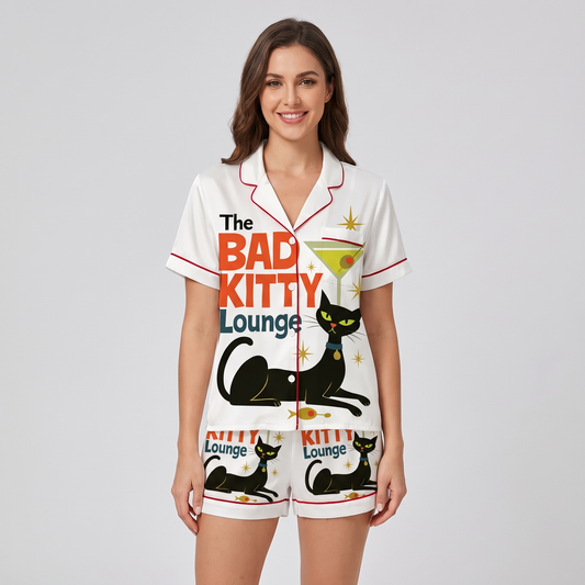 Bad Kitty Lounge Women's Pajama Set - short sleeve and shorts