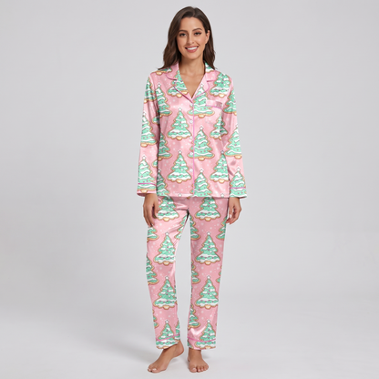 Pink & Mint Tree Cakes Women's Pajama Set - long sleeve and pants