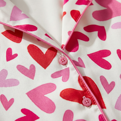 Valentine's Day All-Over Pink Hearts Women's Pajama Set