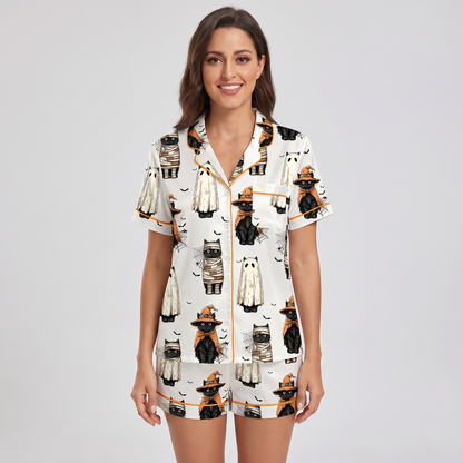 Witch Hat Cats Women's Pajama Set - short sleeve and shorts