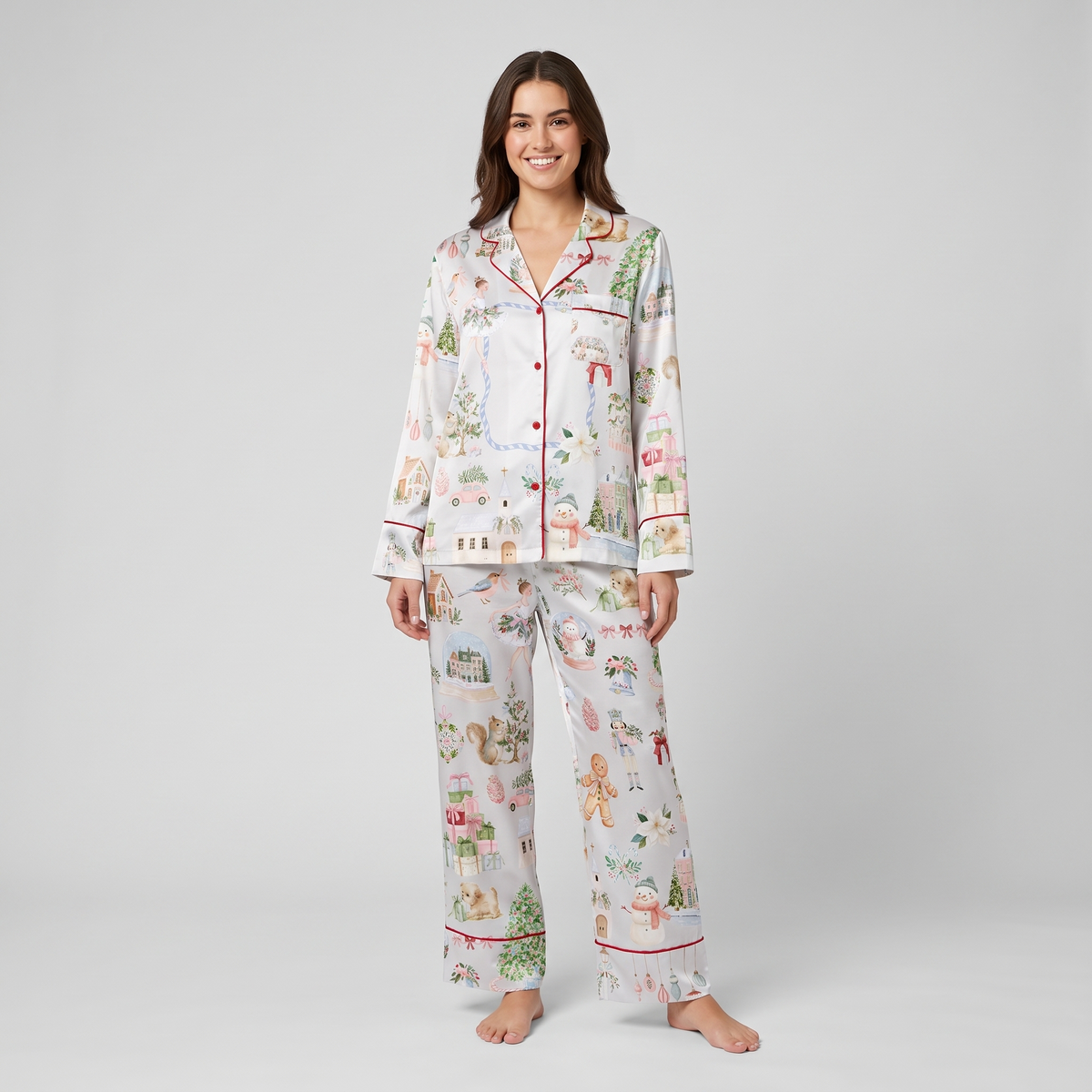 Storybook Christmas Women's Pajama Set - long sleeve and pants