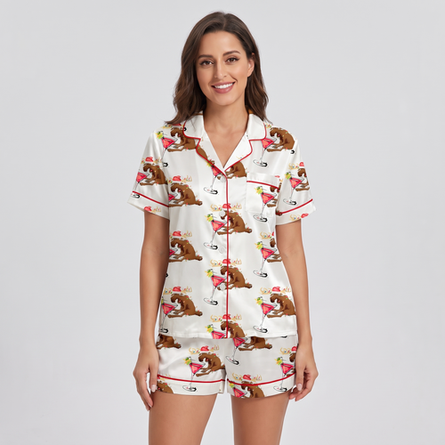 Party Reindeer Women's Pajama Set - short sleeve and shorts