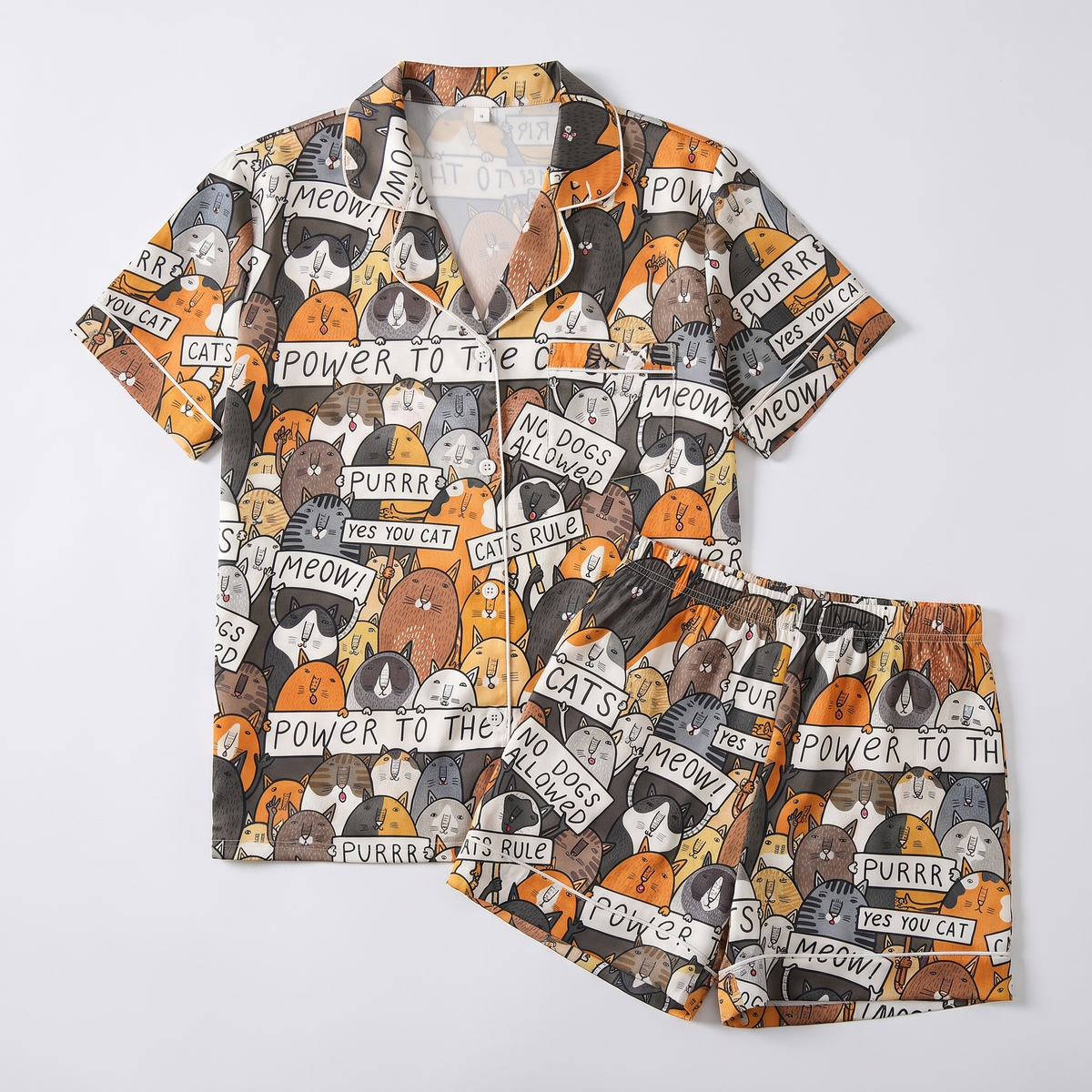 Protest Cats Women's Pajama Set - flat lay