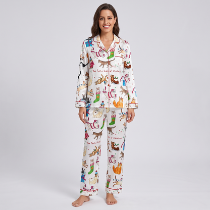 Twelve Cats Of Christmas Women's Pajama Set - long sleeve and pants