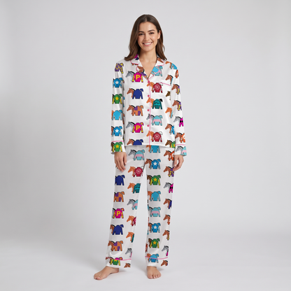 Rainbow Jockey Silks Horse Women's Pajama Set - long sleeve and pants
