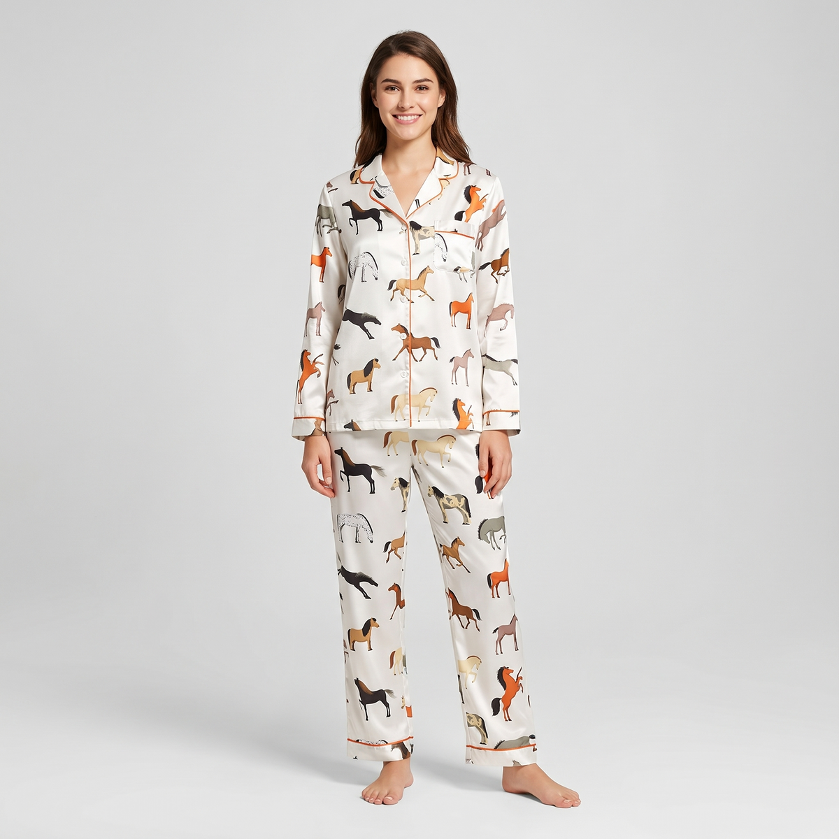 Field Guide Horse Breeds Women's Pajama Set - long sleeve and pants