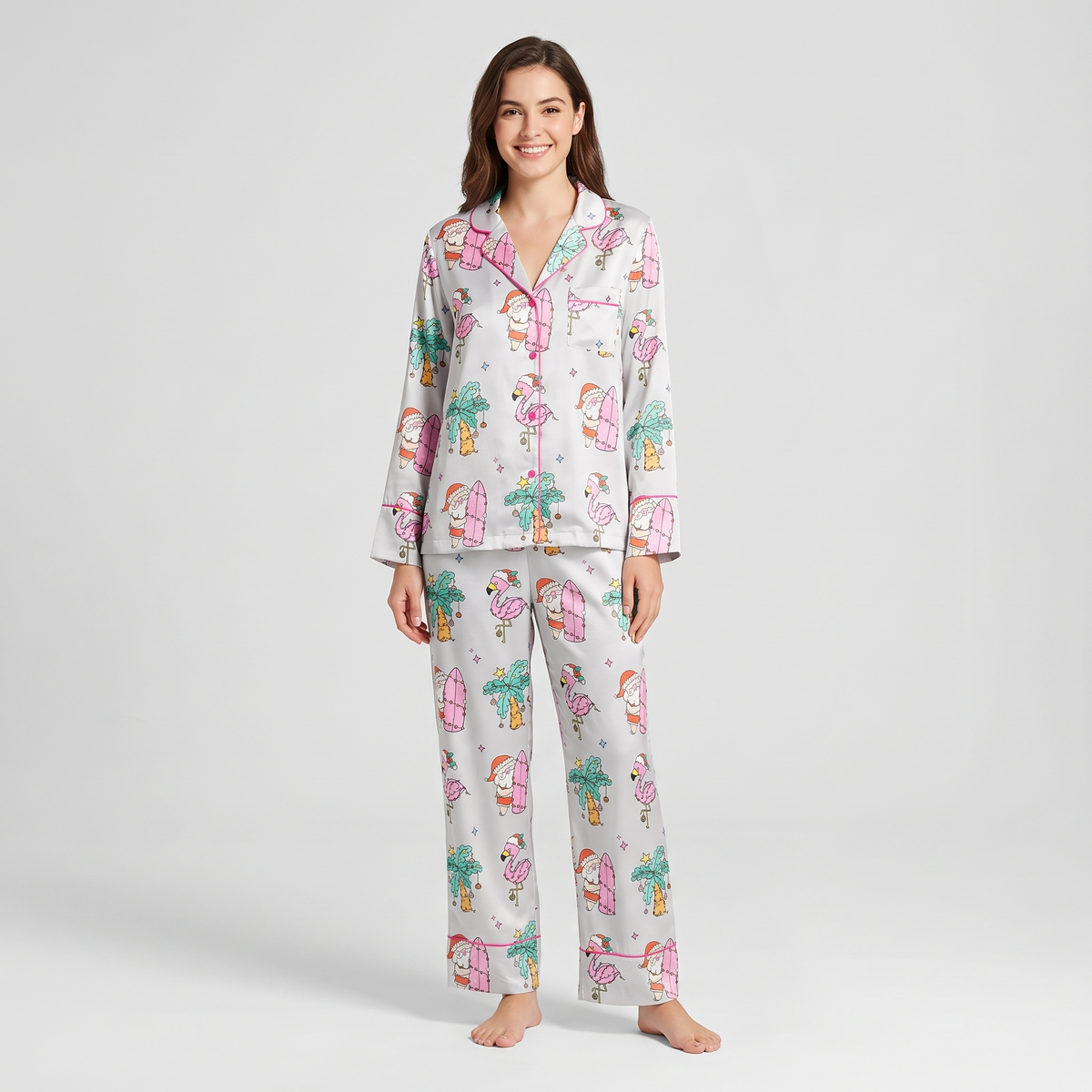 Beach Christmas Vacation Women's Pajama Set - long sleeve and pants