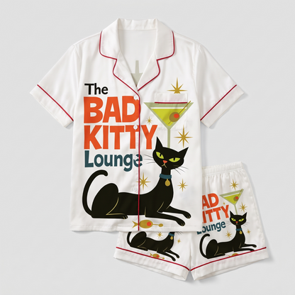 Bad Kitty Lounge Women's Pajama Set - flat lay