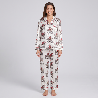 Buckle Up Cowboy Santa Women's Pajama Set - long sleeve and pants