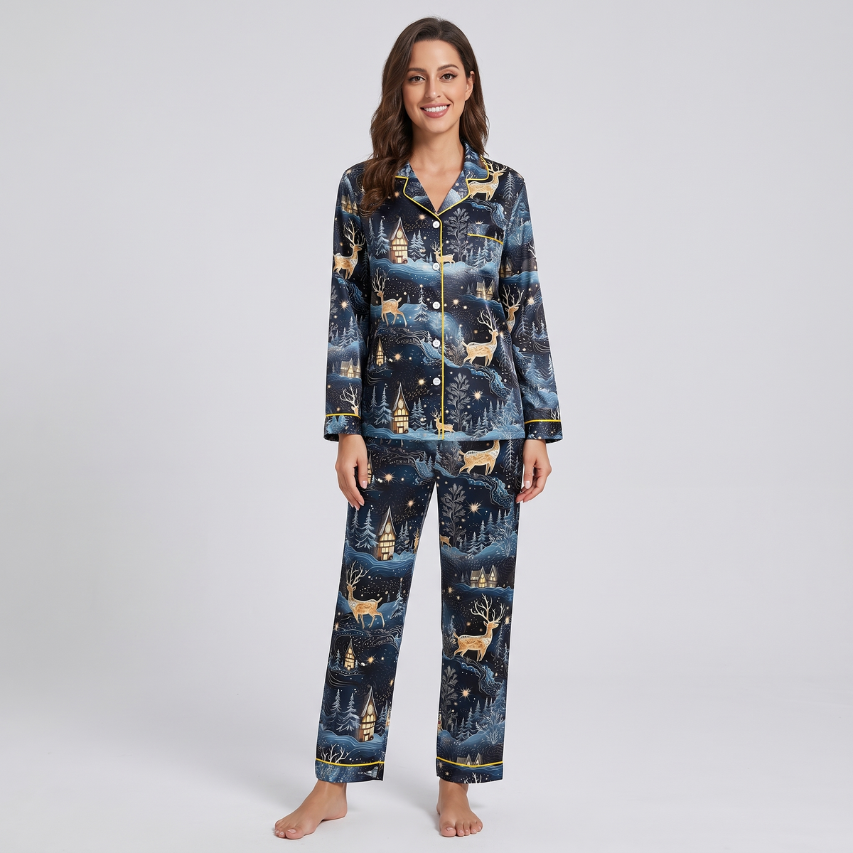 Blue Winter Wonderland Women's Pajama Set - long sleeve and pants
