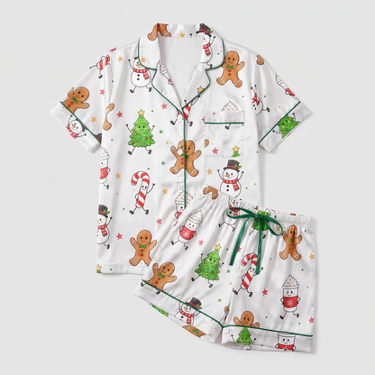 Happy Christmas Doodles Women's Pajama Set - flat lay