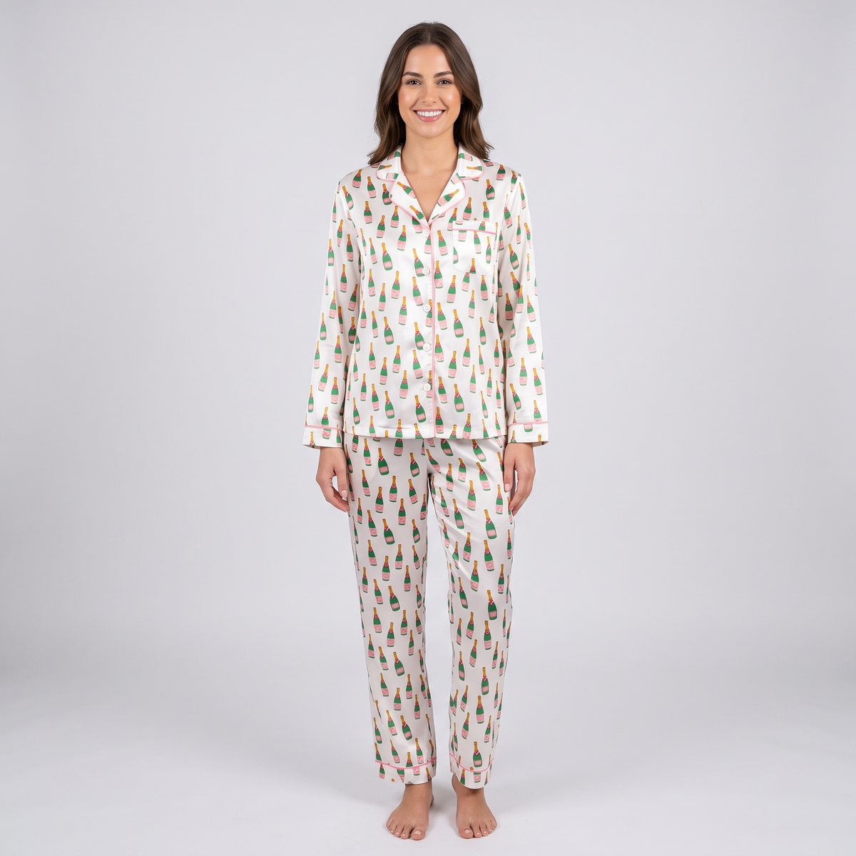 Champagne Popping Women's Pajama Set - long sleeve and pants