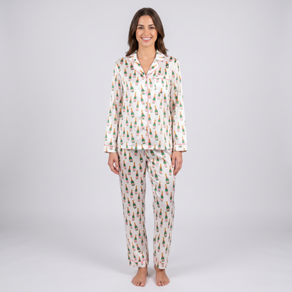 Champagne Popping Women's Pajama Set - long sleeve and pants