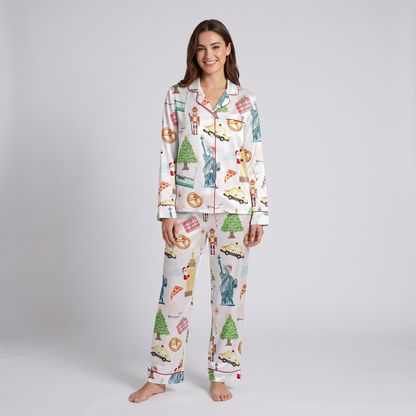Big Apple Christmas Women's Pajama Set - long sleeve and pants