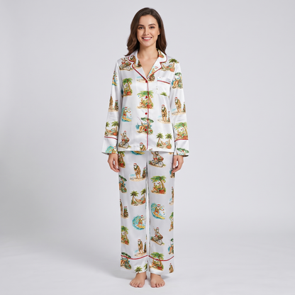 Leisure Santa Beach Women's Pajama Set - long sleeve and pants