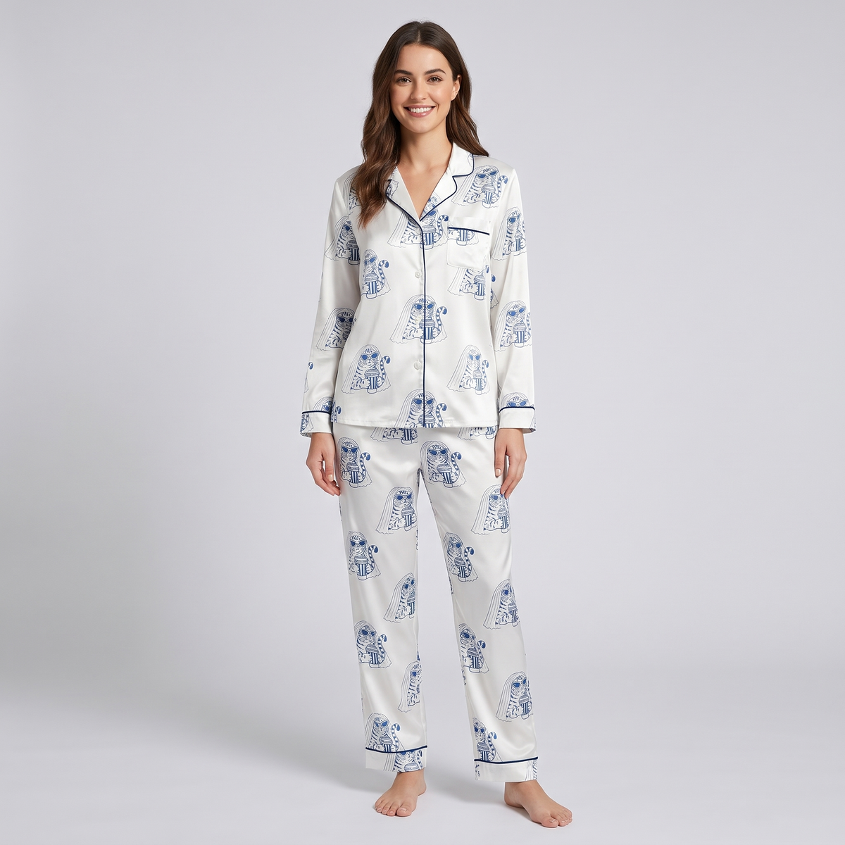 Bridal Veil Cats Women's Pajama Set - long sleeve and pants