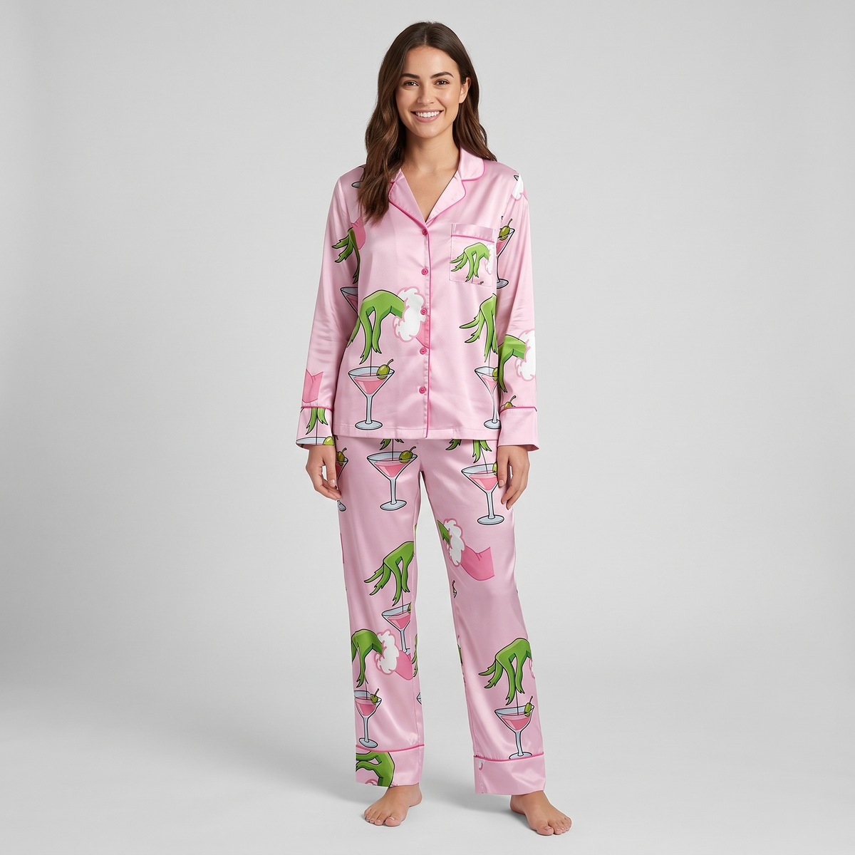 Mean One Martini Inspired Women's Pajama Set - long sleeve and pants