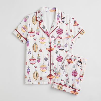 Vintage Glass Ornaments Women's Pajama Set - flat lay