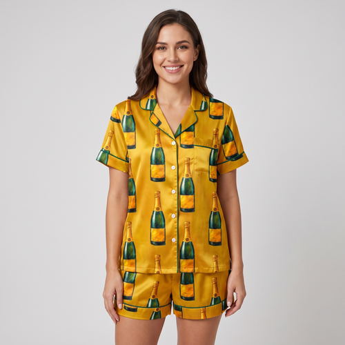 Golden Champagne Women's Pajama Set - short sleeve and shorts