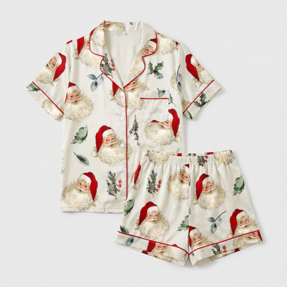 Holly Jolly Santa Women's Pajama Set - flat lay