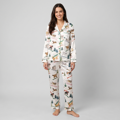 Ski Lodge Pups Women's Pajama Set - long sleeve and pants