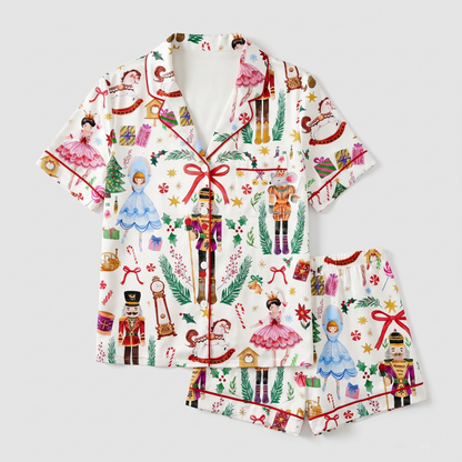 Vintage Nutcracker Party Women's Pajama Set - flat lay