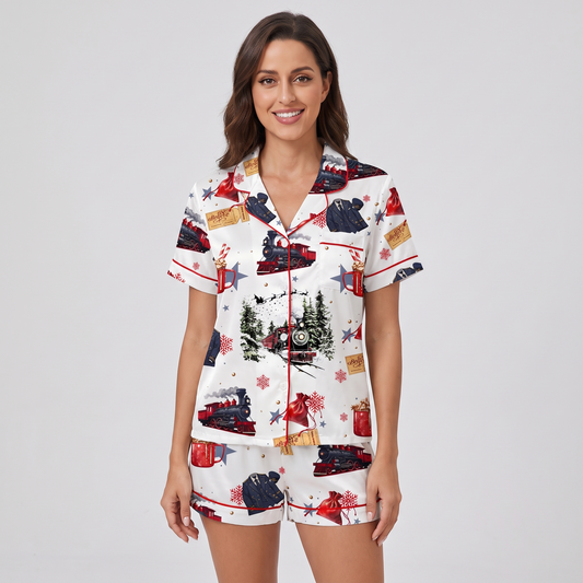 Believe Train Inspired Women's Pajama Set - short sleeve and shorts