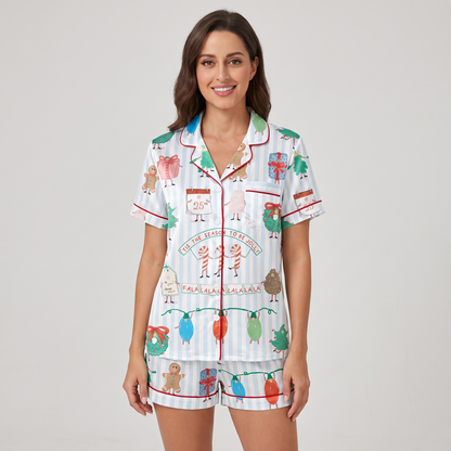 Tis The Season To Be Jolly Women's Pajama Set - short sleeve and shorts