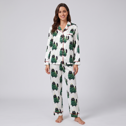 Cats In Tree Costumes Women's Pajama Set - long sleeve and pants