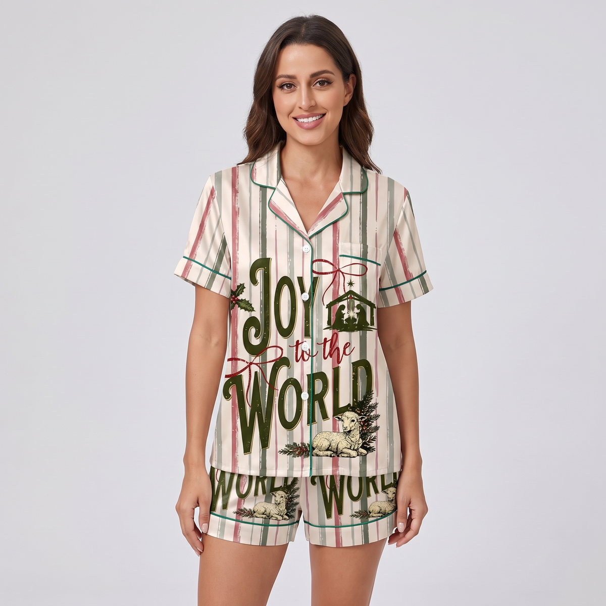 Joy To The World Women's Pajama Set - short sleeve and shorts