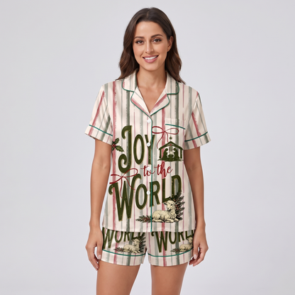 Joy To The World Women's Pajama Set - short sleeve and shorts