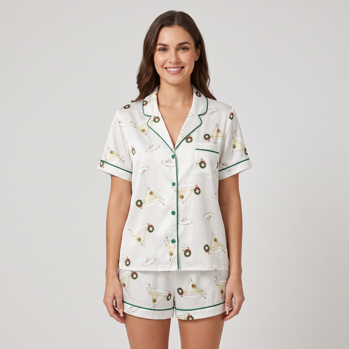 Minimalist Martini Women's Pajama Set - short sleeve and shorts