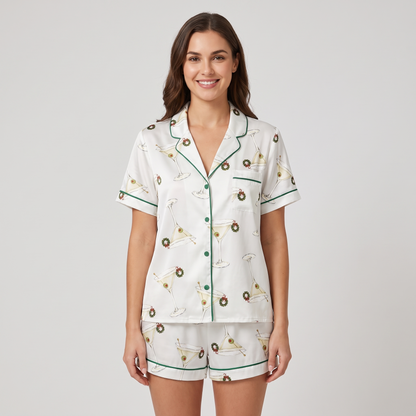 Minimalist Martini Women's Pajama Set - short sleeve and shorts