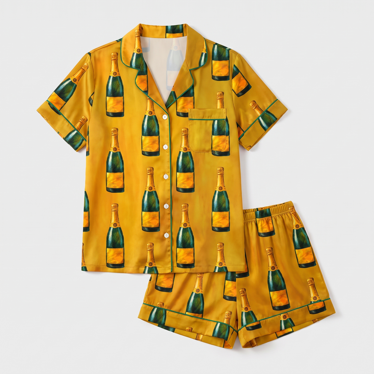Golden Champagne Women's Pajama Set - flat lay