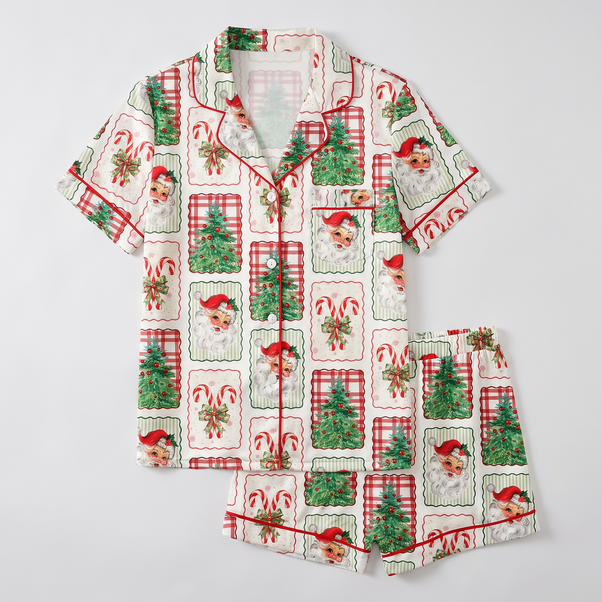 Coquette Frames & Candy Canes Women's Pajama Set - flat lay