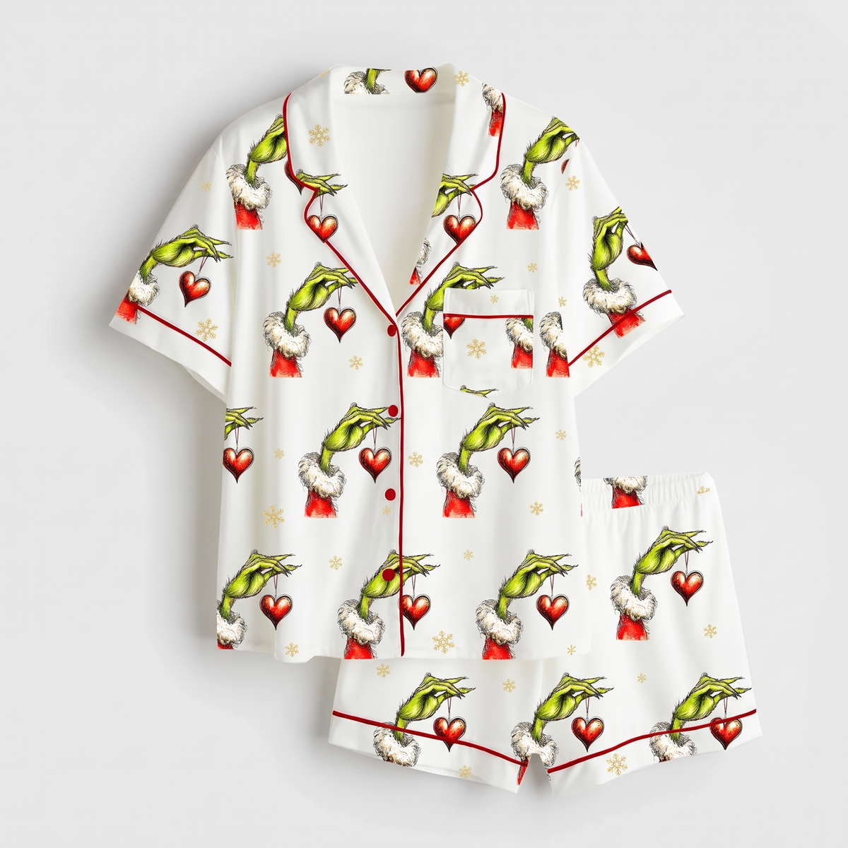 Mean One Hearts Inspired Women's Pajama Set - flat lay