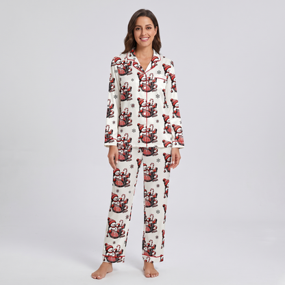 Hot Cocoa Snowmen Women's Pajama Set - long sleeve and pants