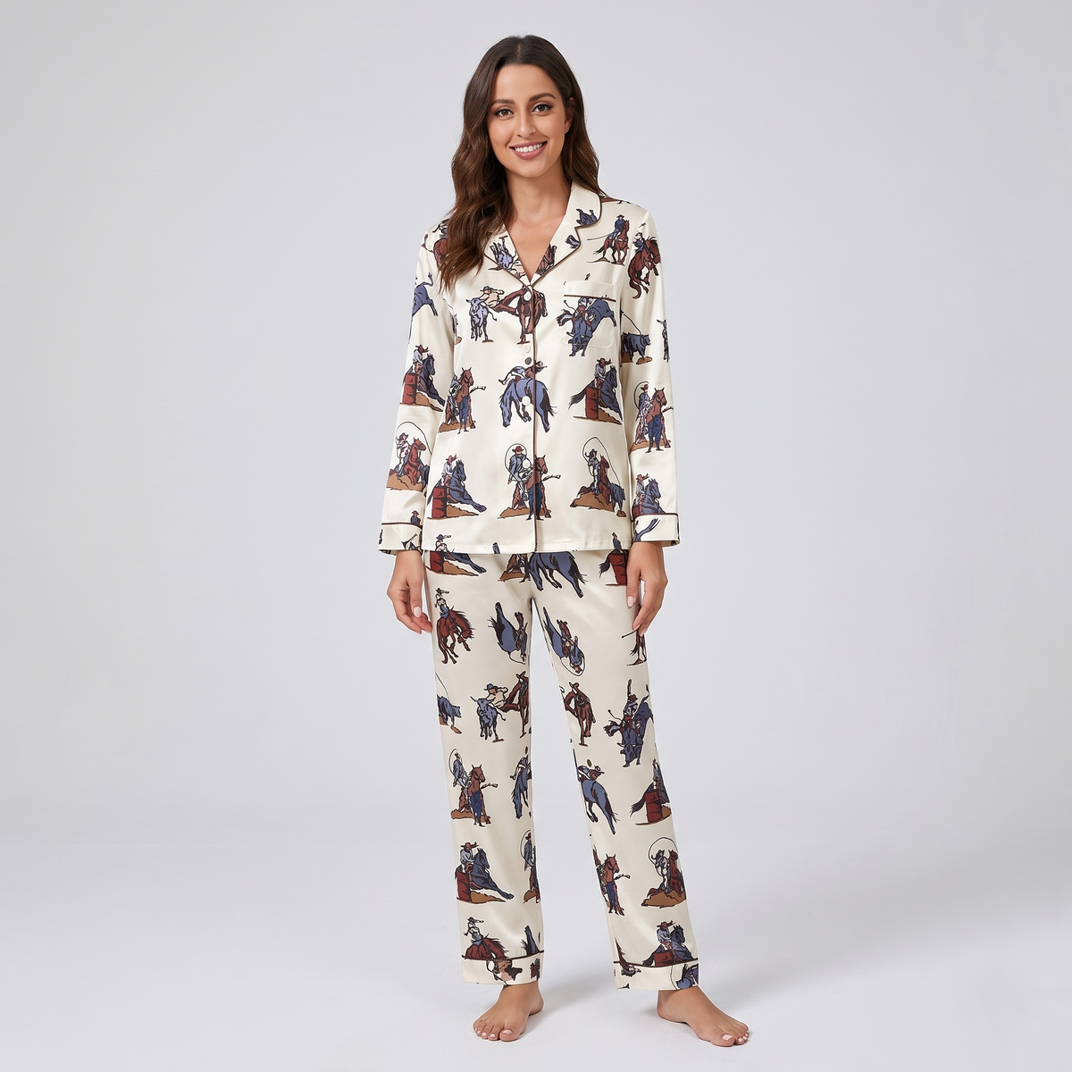 Rodeo Cowboys Women's Pajama Set - long sleeve and pants