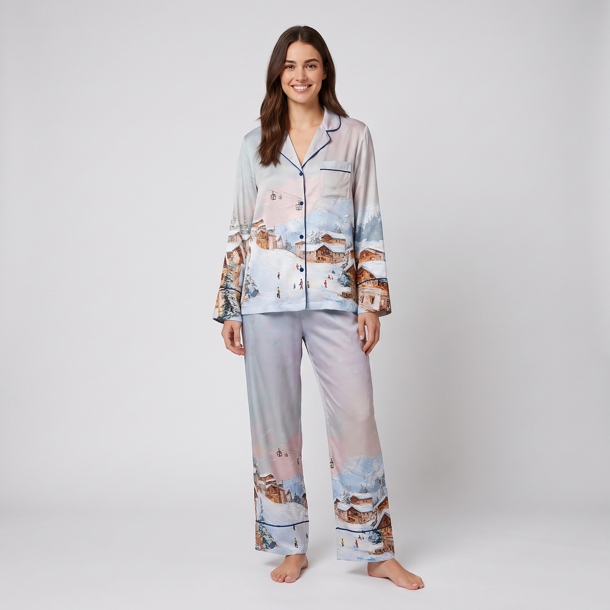 Ski Resort Wonderland Women's Pajama Set - long sleeve and pants